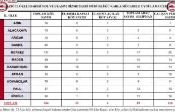 Elazığ'da 23 köy yolu kapandı