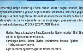 Elazığ'da 5 ilçede eğitim-öğretime ara verildi