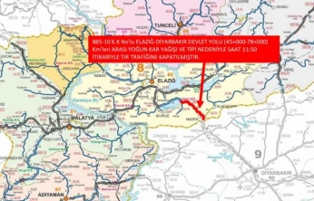 Elazığ-Diyarbakır karayolu ağır taşıt trafiğine kapatıldı