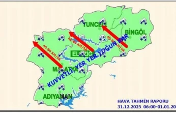 Elazığ için kuvvetli kar ve rüzgar uyarısı