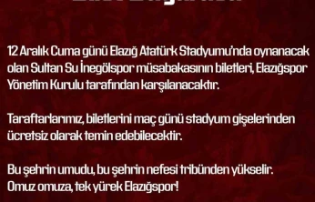 Elazığspor yönetimi biletleri ücretsiz yaptı