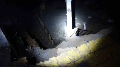 Malatya'da 6 katlı binanın istinat duvarı çöktü