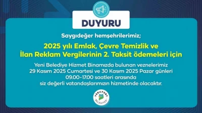 Yeşilyurt Belediye vezneleri, hafta sonu hizmet verecek