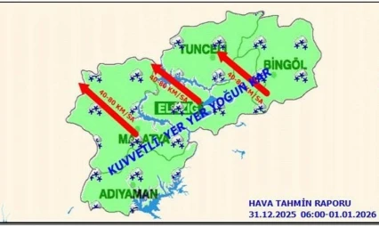 Elazığ için kuvvetli kar ve rüzgar uyarısı