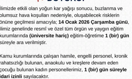 Tunceli'de eğitime 1 gün daha ara verildi