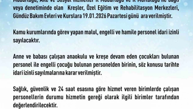 Elazığ'da rehabilitasyon ve bakımevi kurslarına kar tatili