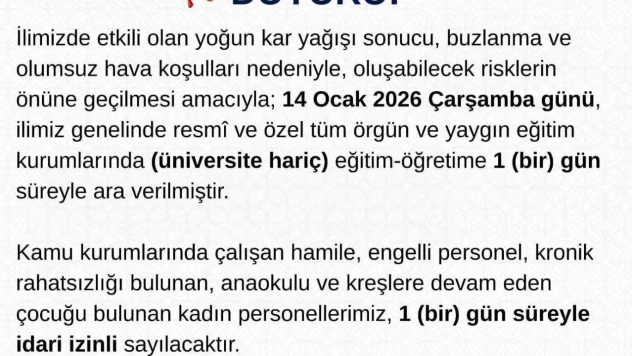Tunceli'de eğitime 1 gün daha ara verildi