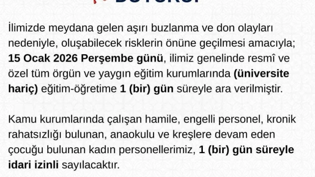 Tunceli'de eğitime 1 gün daha ara verildi