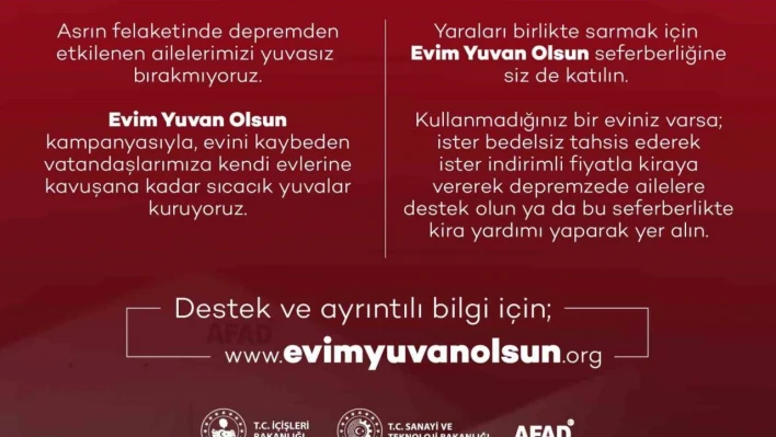 'Evim Yuvan Olsun' kampanyasına 3 günde 4 bin 568 başvuru