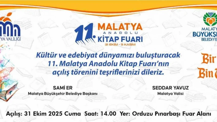 11. Malatya Anadolu Kitap ve Kültür Fuarı açılıyor