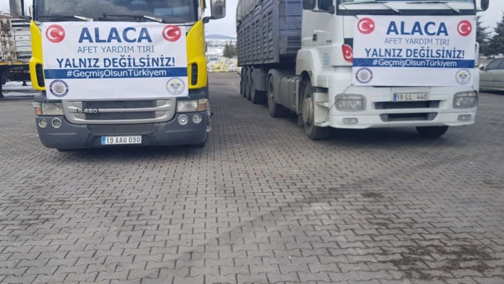 Alaca'dan deprem bölgesine yakacak yardımı