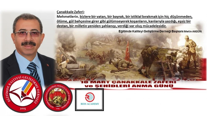 Başkan Akgün'den 18 Mart Çanakkale Zaferi Mesajı