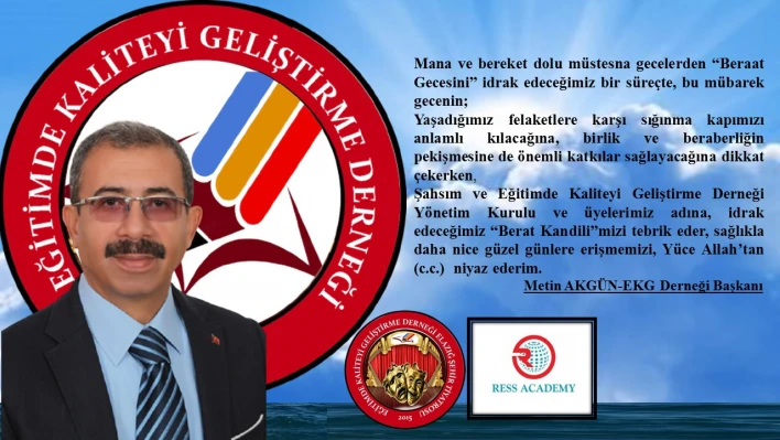 Başkan Akgün'ün, 'Berat Kandili' Mesajı