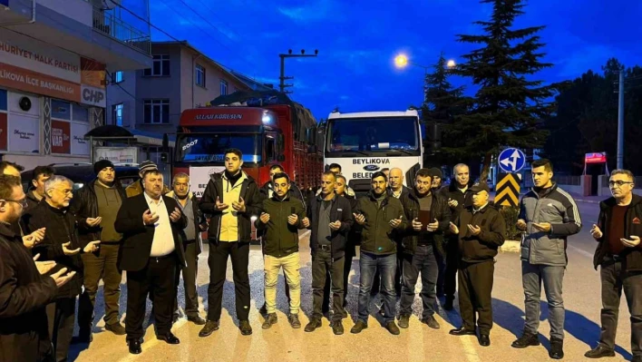 Beylikova'dan ikinci yardım konvoyu deprem bölgesine doğru yola çıktı