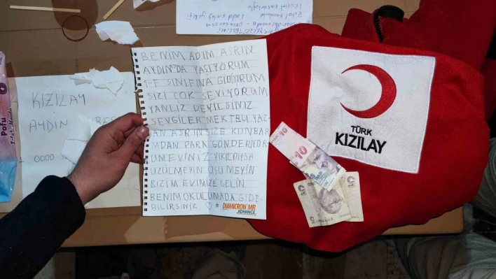 Birinci sınıf öğrencisi Asrın'dan duygulandıran not