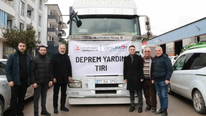 Çiftlikköy'den 2. yardım tırı Hatay'a uğurlandı