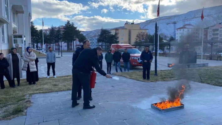 Darende'de yangın söndürme tatbikatı