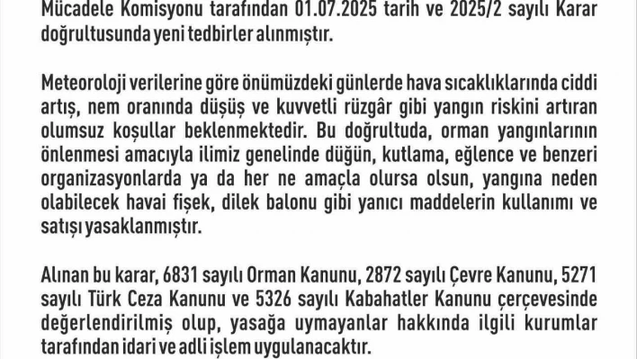 Elazığ'da havai fişek ve dilek balonu satımı ve kullanımı yasaklandı