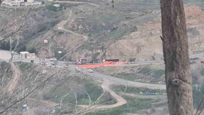 Elazığ'da virajı alamayan kanyom devrildi: 1 yaralı