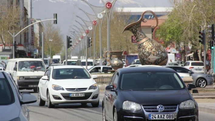 Erzincan'da trafiğe kayıtlı araç sayısı 65 bin 439 oldu