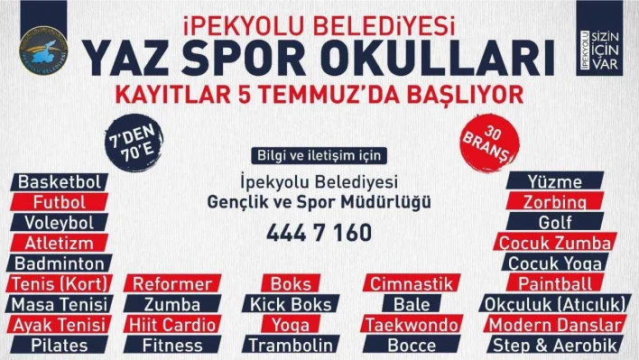 İpekyolu Belediyesinin yaz spor okulları başlıyor