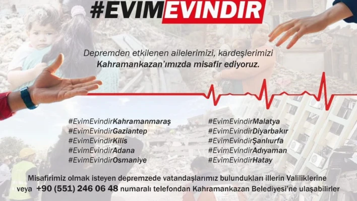 Kahramankazan Belediyesi, depremden etkilenen vatandaşlar için 'Evim Evindir' kampanyası başlattı
