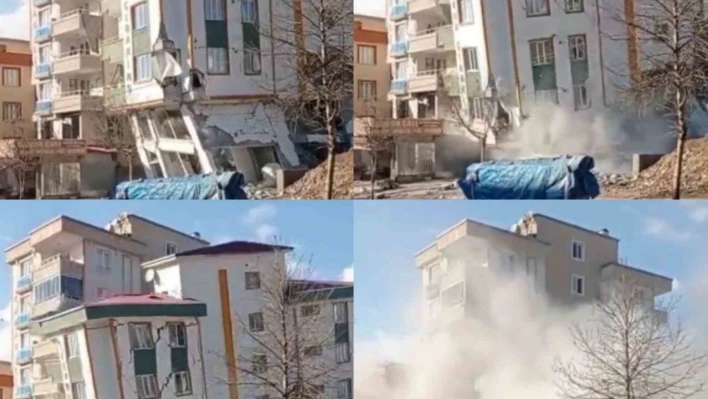 Kahramanmaraş'ta deprem anında yaşanan panikle bir binanın yıkılması anbean kamerada