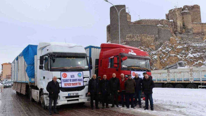 Oltu Ticaret ve Sanayi Odası yardım tırları yola çıktı