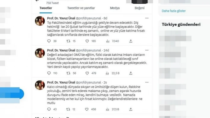 OMÜ Rektörü Ünal'dan yüz yüze eğitim açıklaması