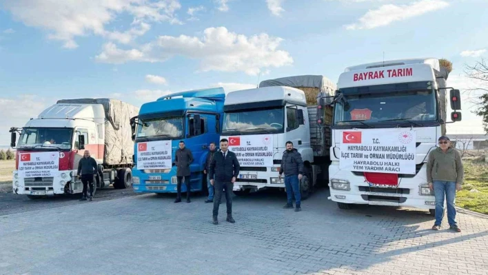 Tekirdağ'dan deprem bölgesine 4 tır yem