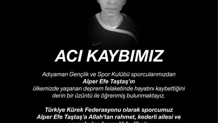 Türkiye Kürek Federasyonu, Alper Efe Taştaş'ın hayatını kaybettiğini duyurdu