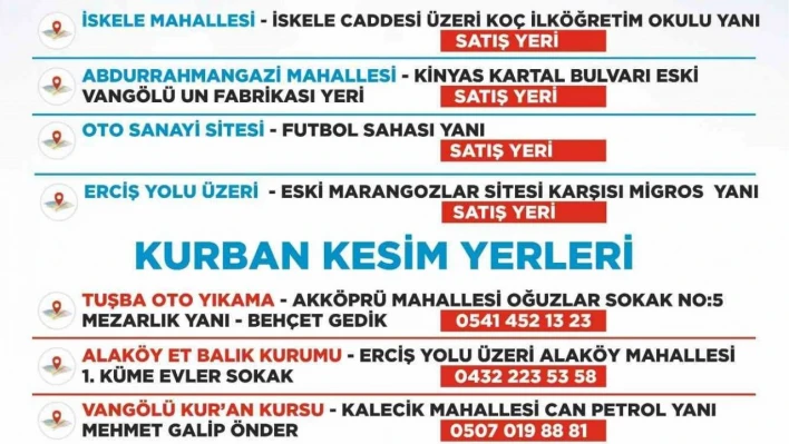 Tuşba'da kurban satış ve kesim yerleri belirlendi