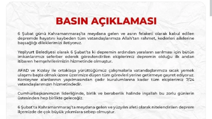 Yeşilyurt Belediyesi'nden Topsöğüt Konutları açıklaması