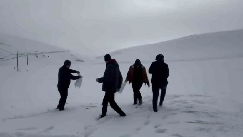 Darende'de öğretmen ve öğrencilerden yaban hayvanlarını unutmadı