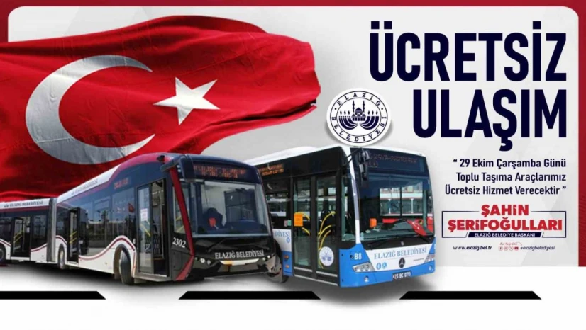 Elazığ'da 29 Ekim'de toplu ulaşım ücretsiz