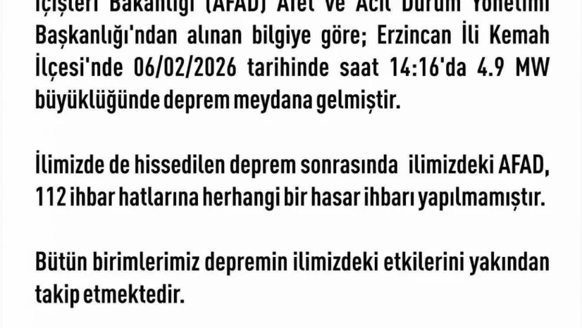 Elazığ Valiliği'nden deprem açıklaması