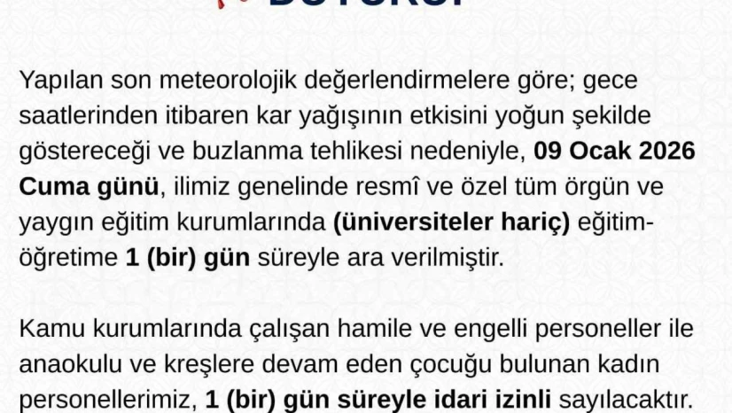 Tunceli'de eğitime 1 gün ara