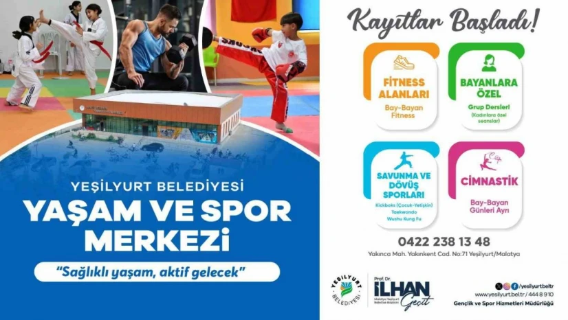 Yeşilyurt Belediyesi Yaşam ve Spor Merkezi'nde kayıtlar başladı
