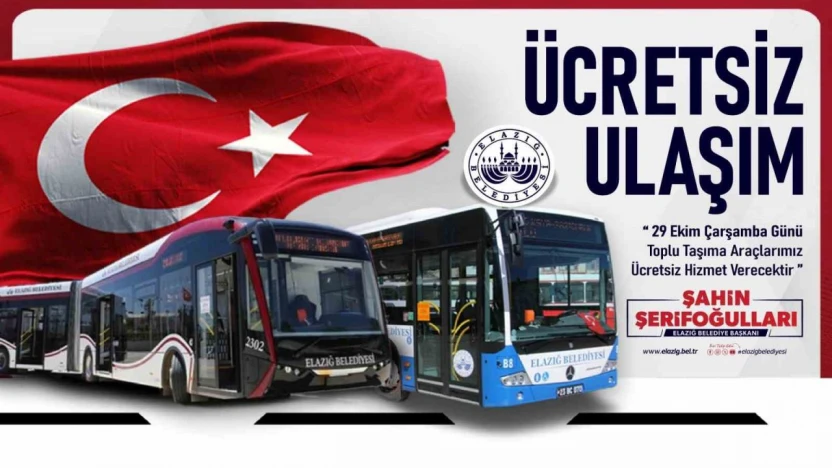 Elazığ'da 29 Ekim'de toplu ulaşım ücretsiz
