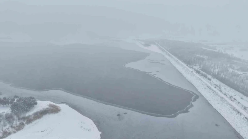 Elazığ'da Cip Baraj Gölü'nün bazı kısımları buz tuttu