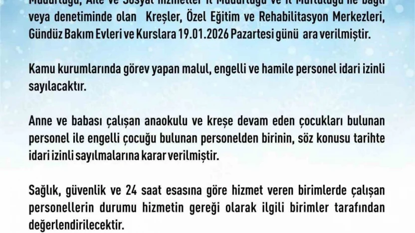 Elazığ'da rehabilitasyon ve bakımevi kurslarına kar tatili