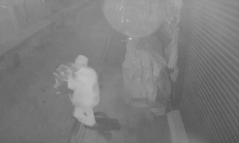 Çaldığı brandayı çöp poşetine sığdıramayınca eliyle taşıyarak götürdü