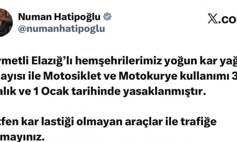 Elazığ'da motosiklet ve motokurye kullanımı yasaklandı