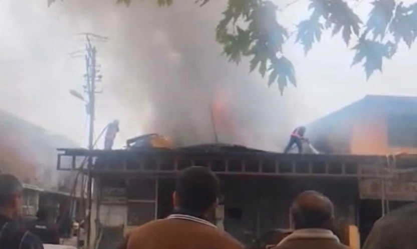 Kaporta atölyesinde yangın