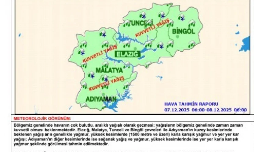 Meteorolojiden kuvvetli yağış uyarısı