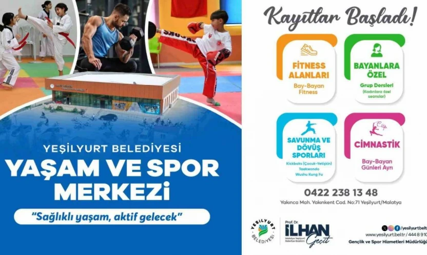 Yeşilyurt Belediyesi Yaşam ve Spor Merkezi'nde kayıtlar başladı
